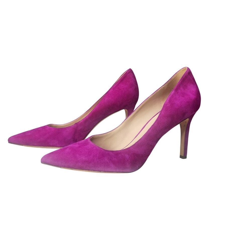 Via Spiga Suede Stiletto Heels Pumps Fuschia Raspberry Pointed Toe 9M